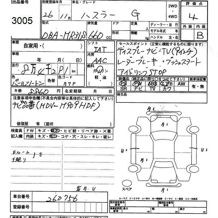 Аукционный лист SUZUKI HUSTLER 2014