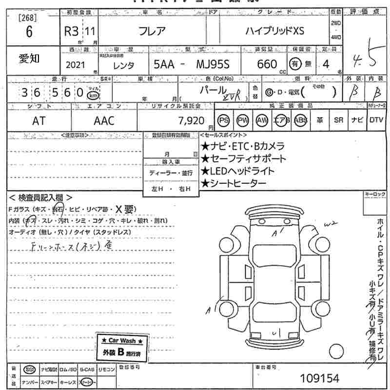 Аукционный лист MAZDA FLAIR 2021