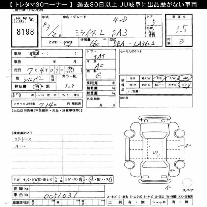 Аукционный лист DAIHATSU MIRA E S 2021