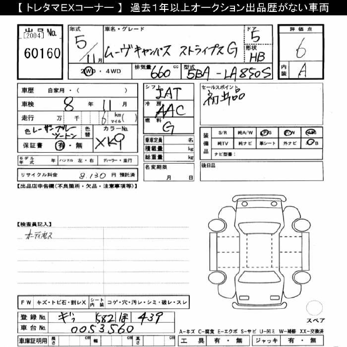 Аукционный лист DAIHATSU MOVE CANBUS 2023