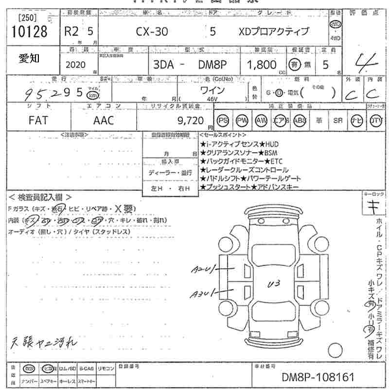Аукционный лист MAZDA CX-30 2020
