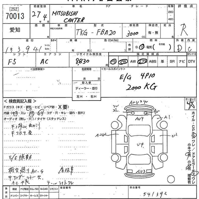Аукционный лист MITSUBISHI CANTER 2015