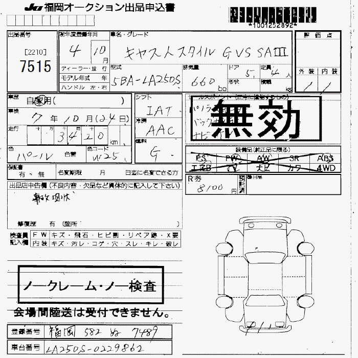 Аукционный лист DAIHATSU CAST 2022