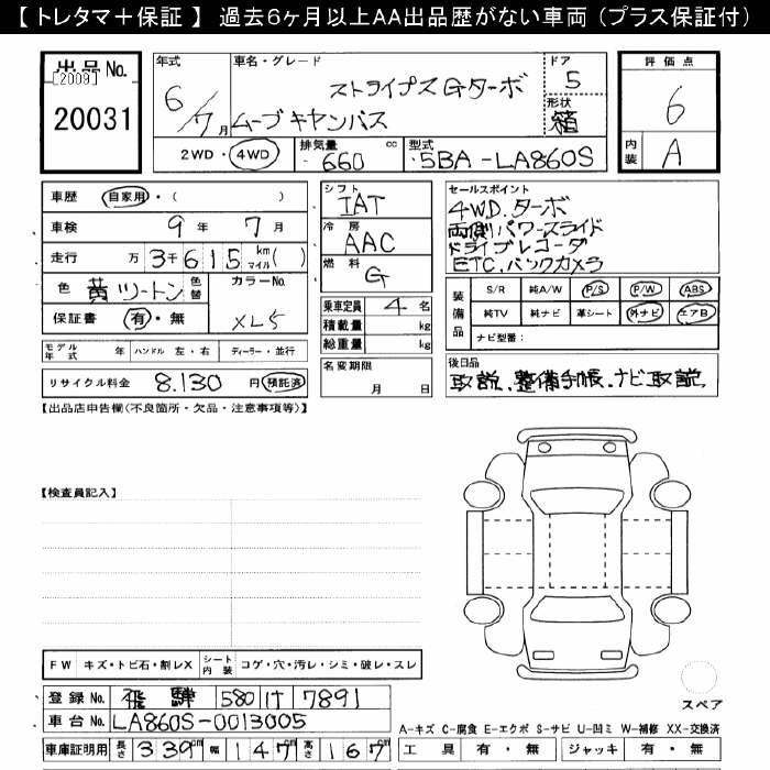 Аукционный лист DAIHATSU MOVE CANBUS 2024