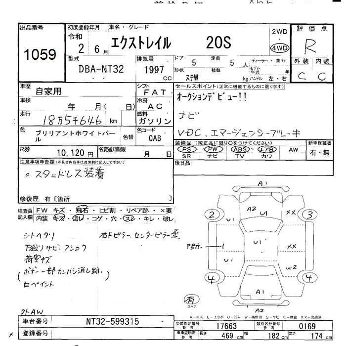 Аукционный лист NISSAN X-TRAIL 2020
