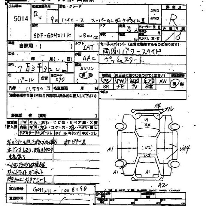 Аукционный лист TOYOTA HIACE VAN 2022