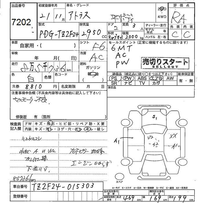 Аукционный лист NISSAN ATLAS 2009