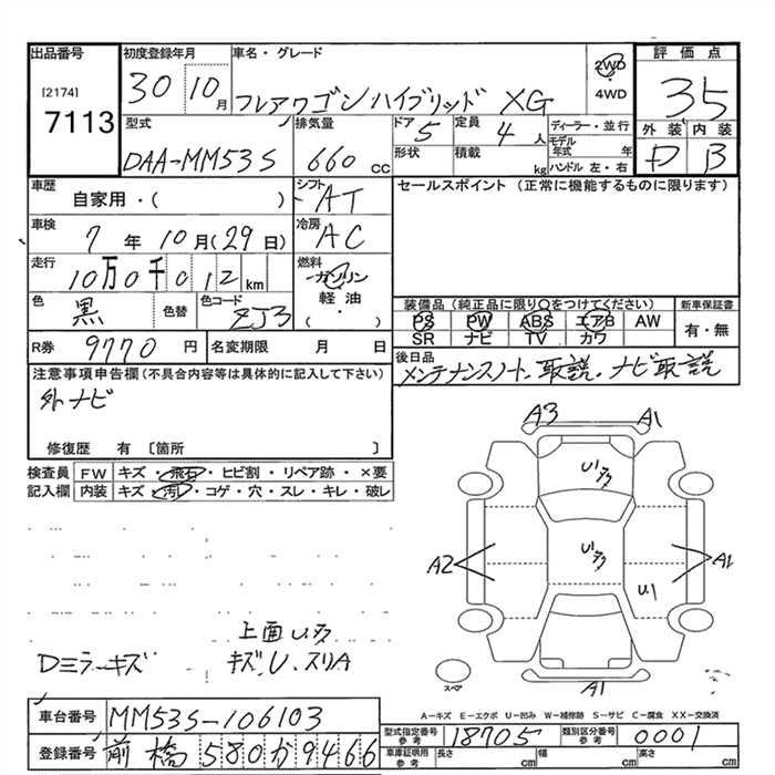 Аукционный лист MAZDA FLAIR WAGON 2018