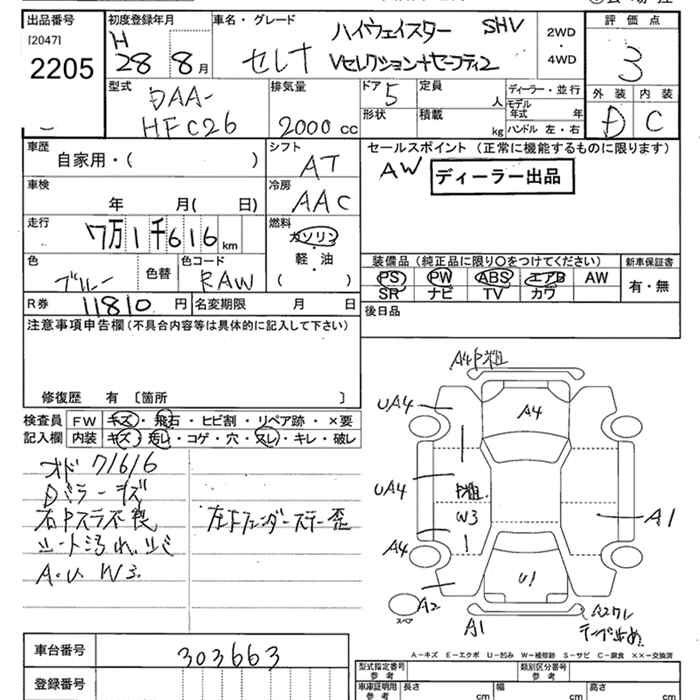 Аукционный лист NISSAN SERENA 2016