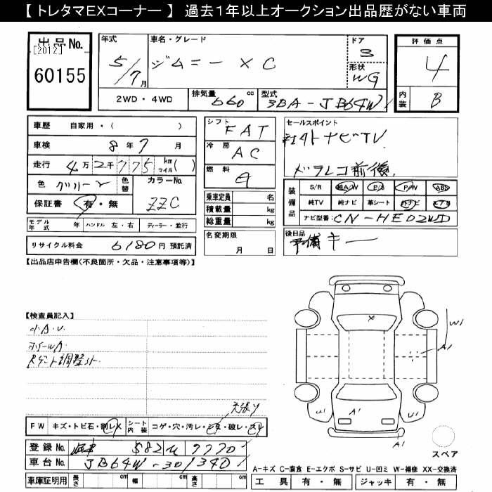 Аукционный лист SUZUKI JIMNY 2023
