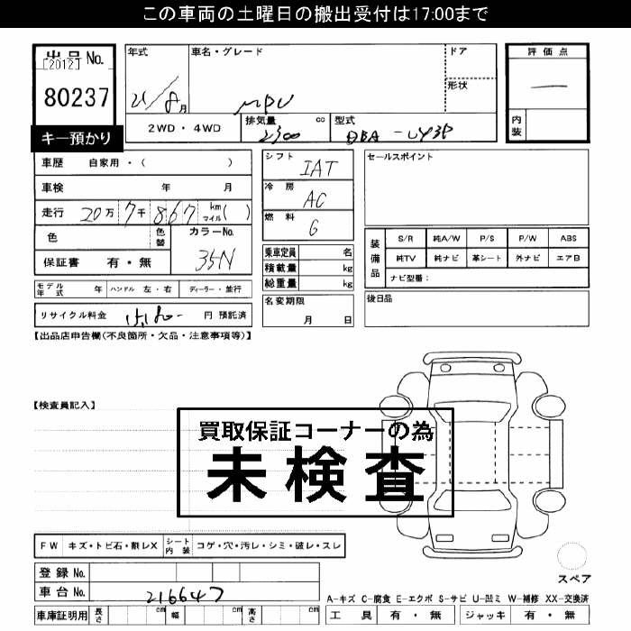 Аукционный лист MAZDA MPV 2009