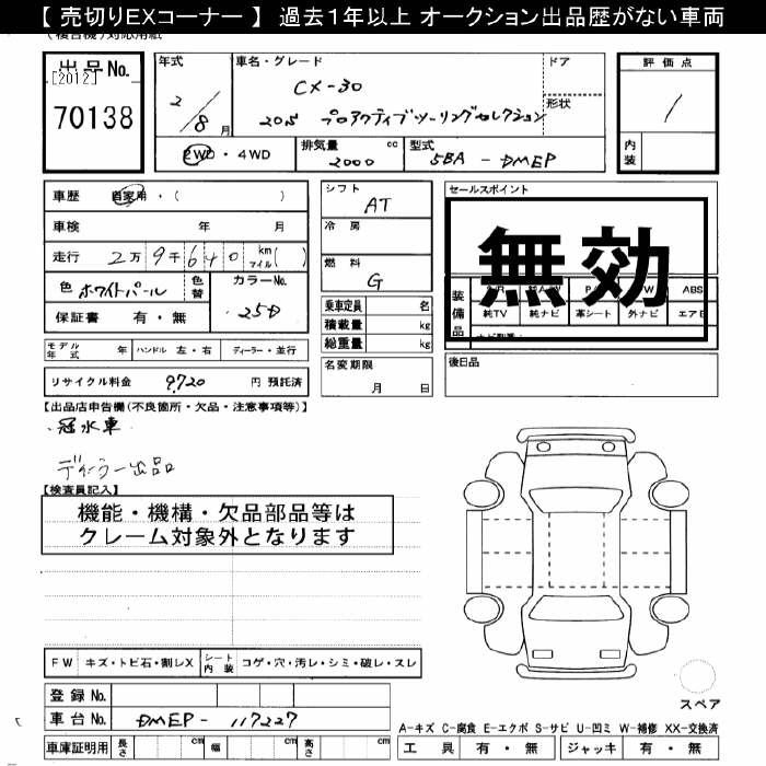 Аукционный лист MAZDA CX-30 2020
