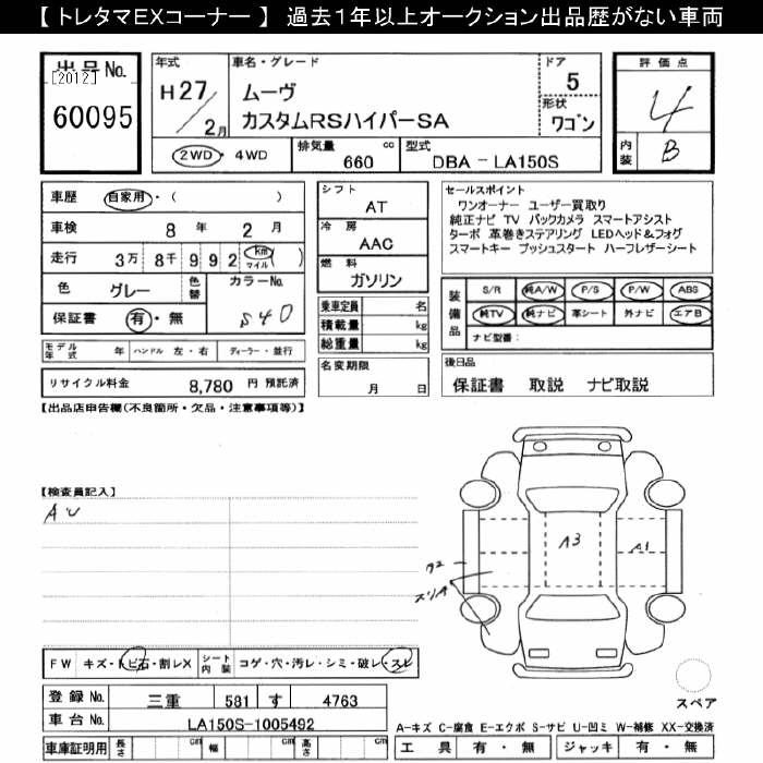 Аукционный лист DAIHATSU MOVE 2015