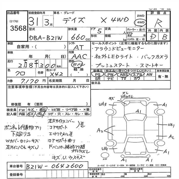 Аукционный лист NISSAN DAYZ 2019