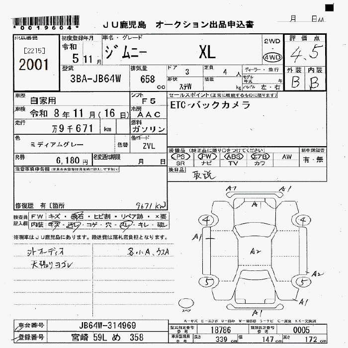 Аукционный лист SUZUKI JIMNY 2023