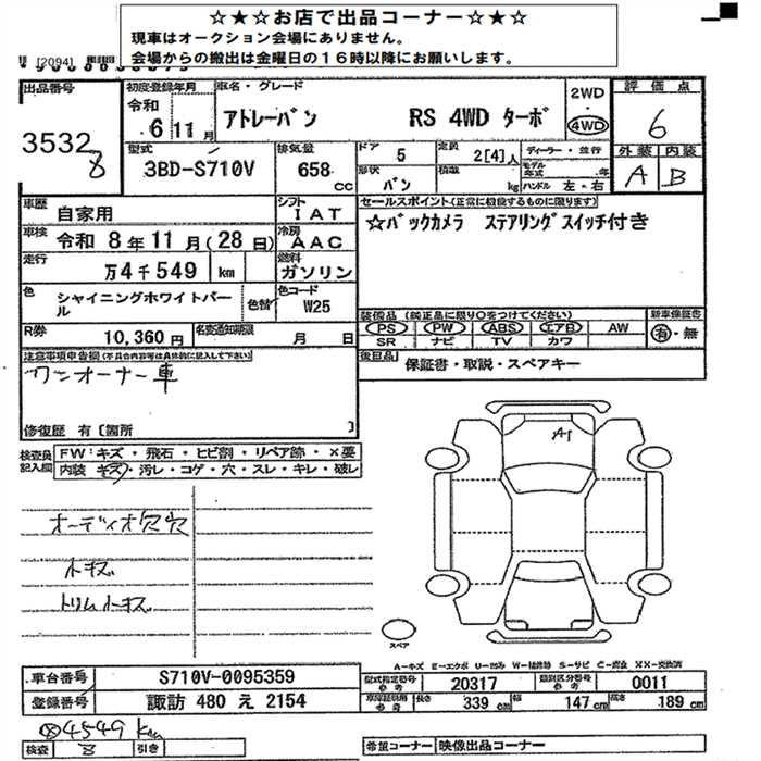 Аукционный лист DAIHATSU ATRAI VAN 2024