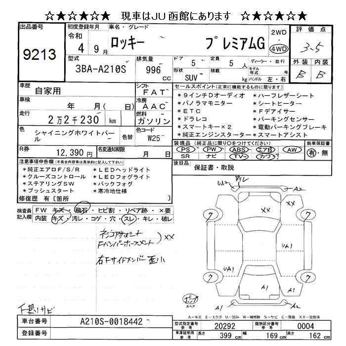 Аукционный лист DAIHATSU ROCKY 2022