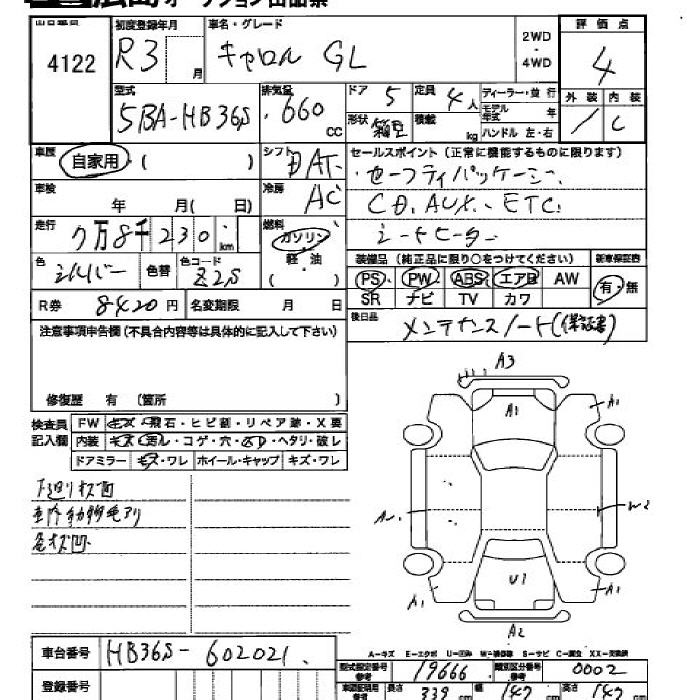Аукционный лист MAZDA CAROL 2021