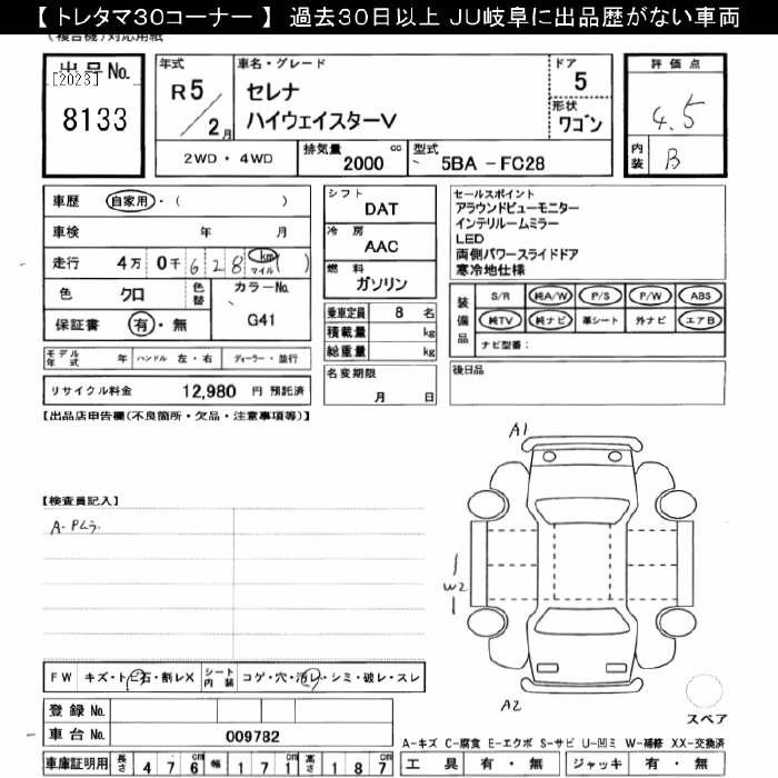 Аукционный лист NISSAN SERENA 2023