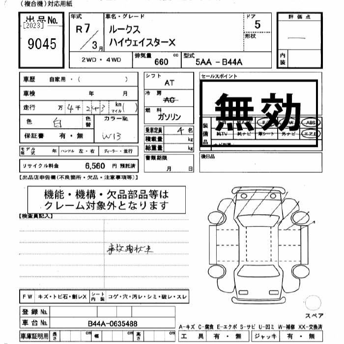 Аукционный лист NISSAN ROOX 2025