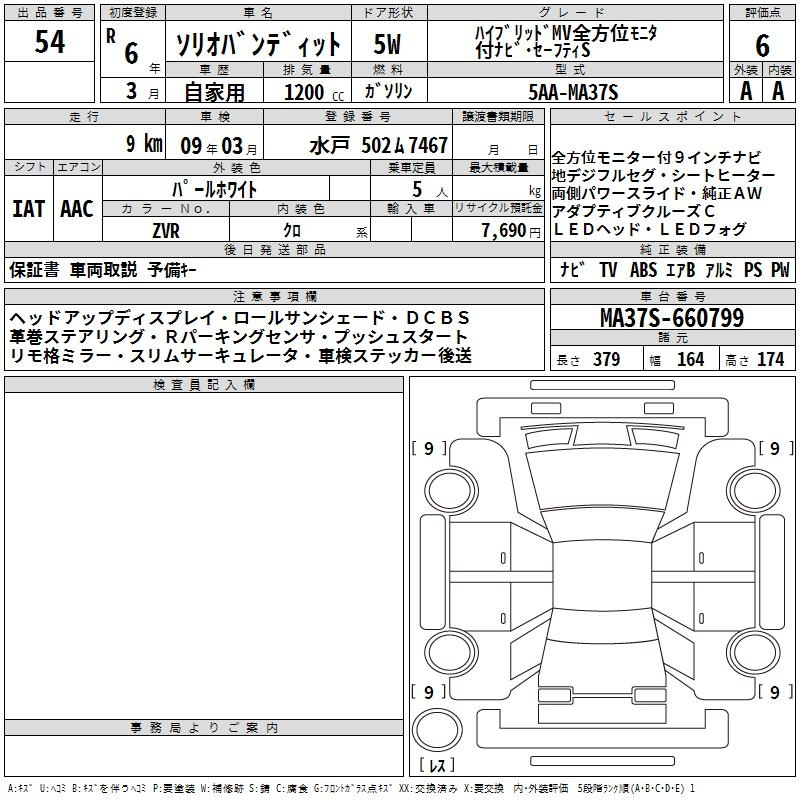 Аукционный лист TOYOTA NOAH 2021