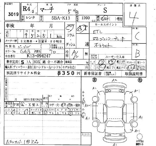 Аукционный лист NISSAN MARCH 2022