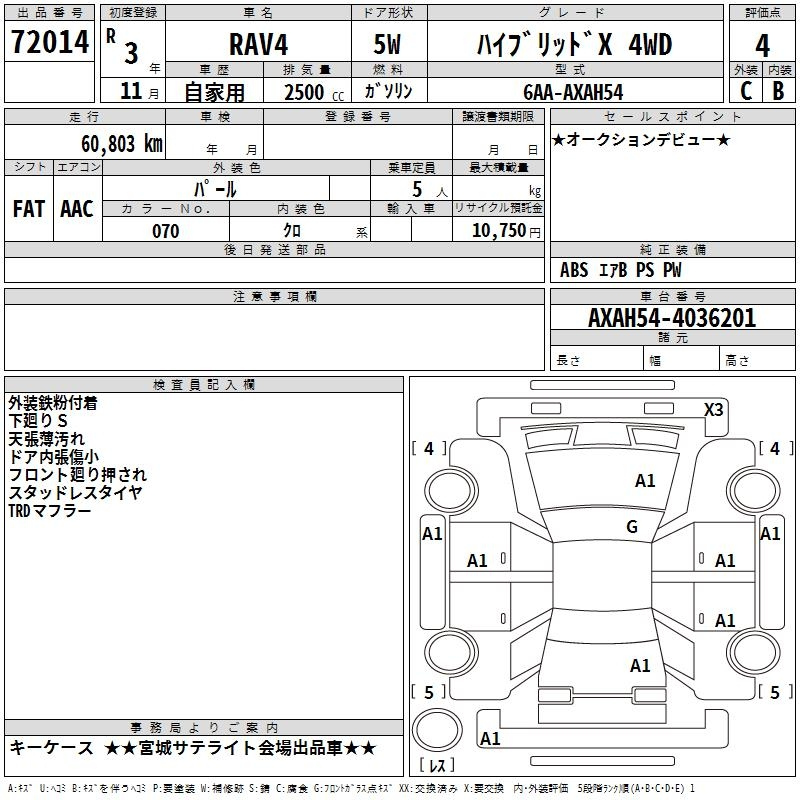 Аукционный лист TOYOTA RAV4 2021