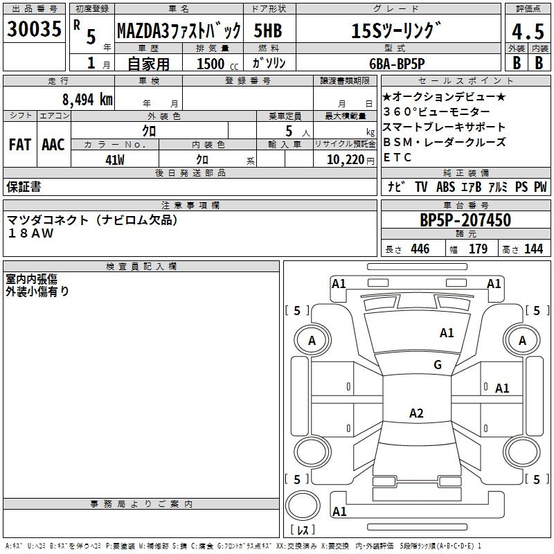 Аукционный лист MAZDA MAZDA3 2023