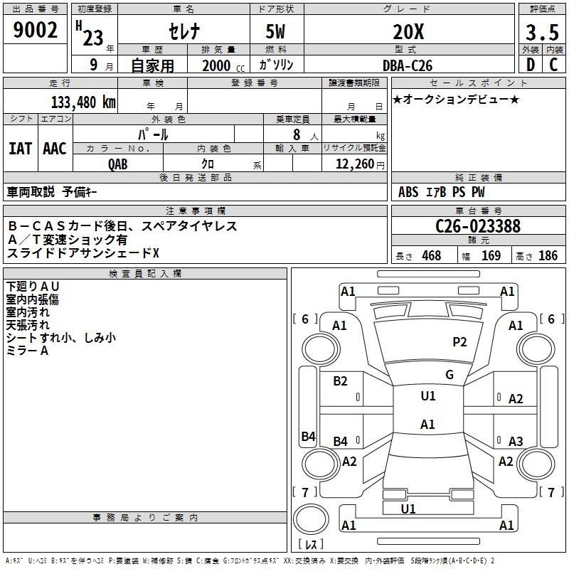 Аукционный лист NISSAN SERENA 2011