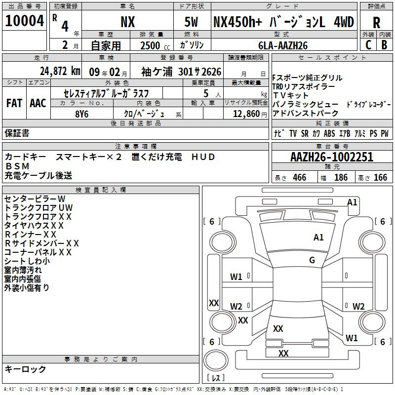 Аукционный лист LEXUS NX 2022
