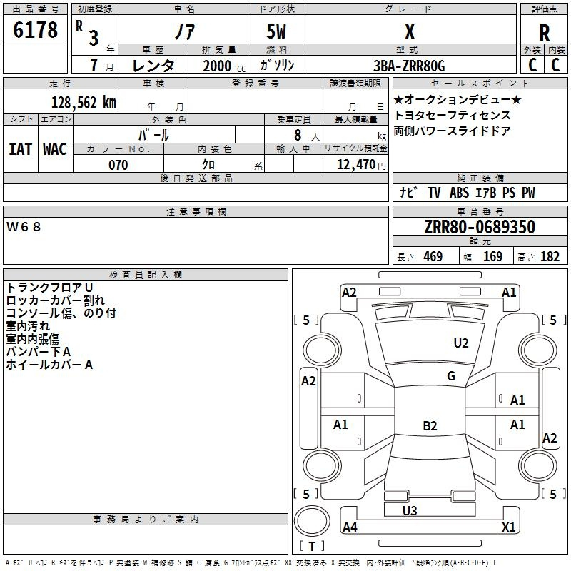 Аукционный лист TOYOTA NOAH 2021