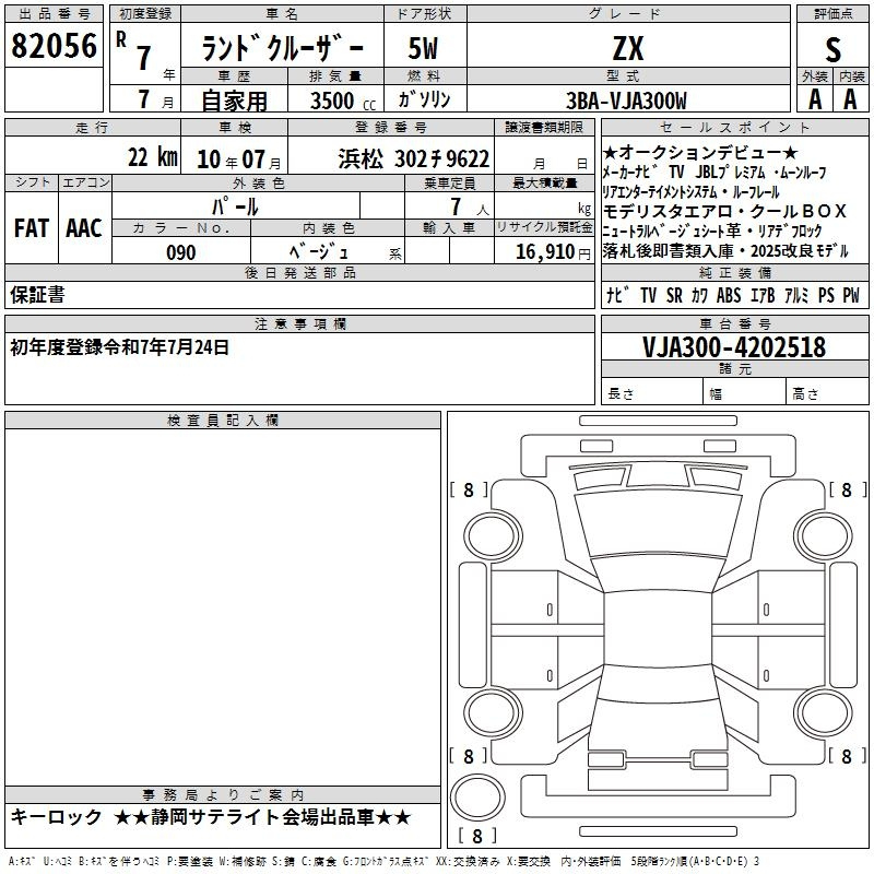 Аукционный лист TOYOTA LAND CRUISER 2025