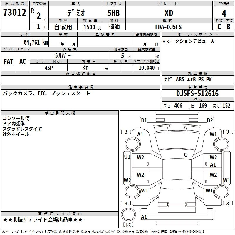Аукционный лист MAZDA DEMIO 2020
