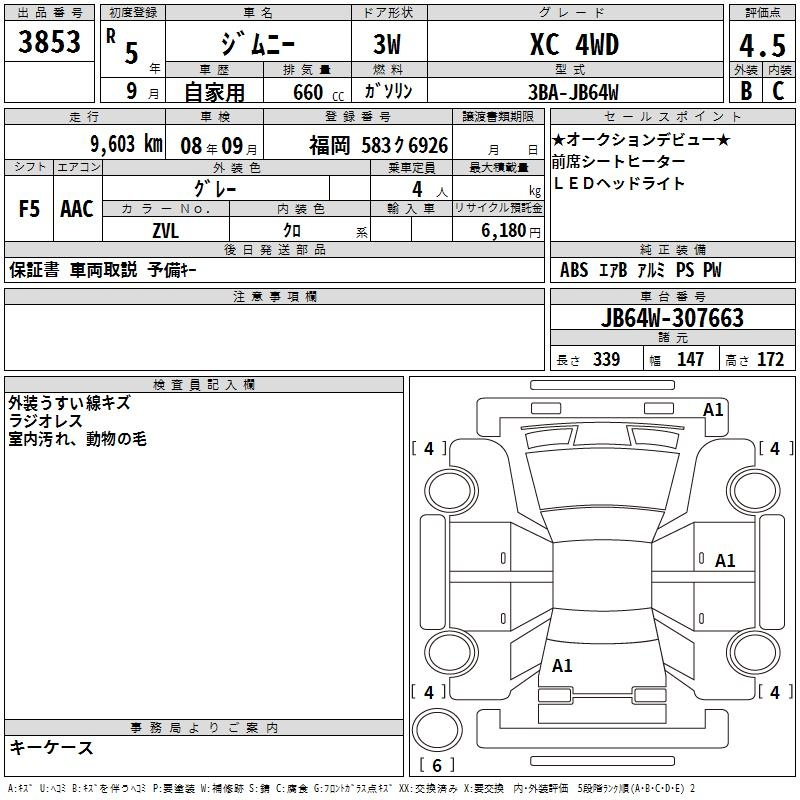 Аукционный лист SUZUKI JIMNY 2023