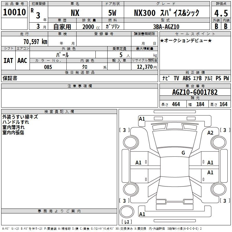 Аукционный лист LEXUS NX 2021