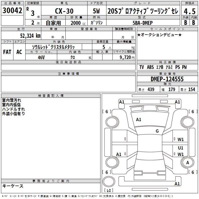 Аукционный лист MAZDA CX-30 2021