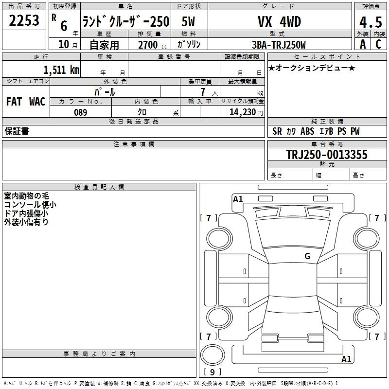 Аукционный лист TOYOTA LAND CRUISER 2024