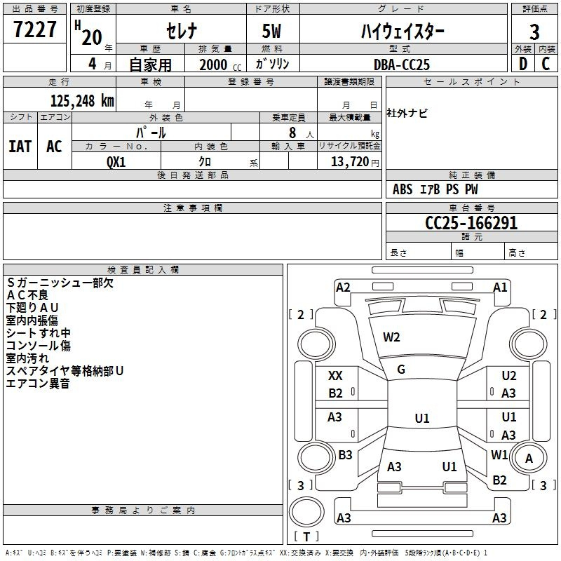 Аукционный лист NISSAN SERENA 2008