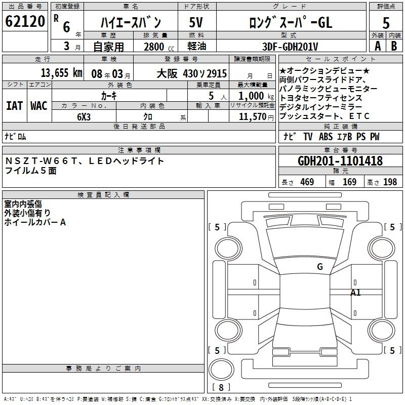 Аукционный лист TOYOTA HIACE VAN 2024