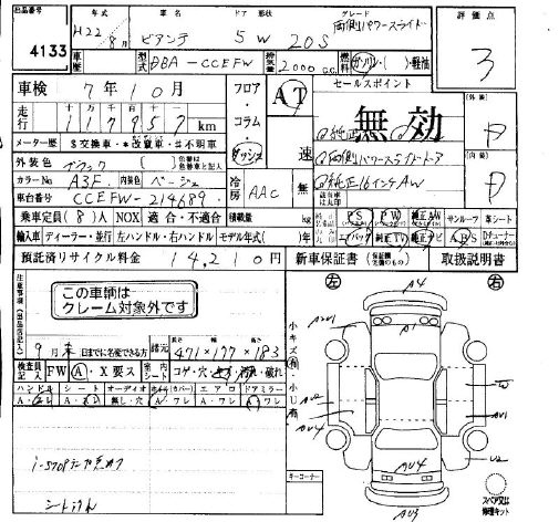 Аукционный лист MAZDA BIANTE 2010