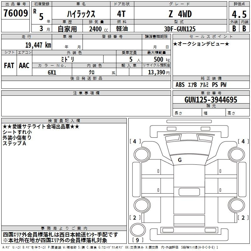 Аукционный лист TOYOTA HILUX 2023