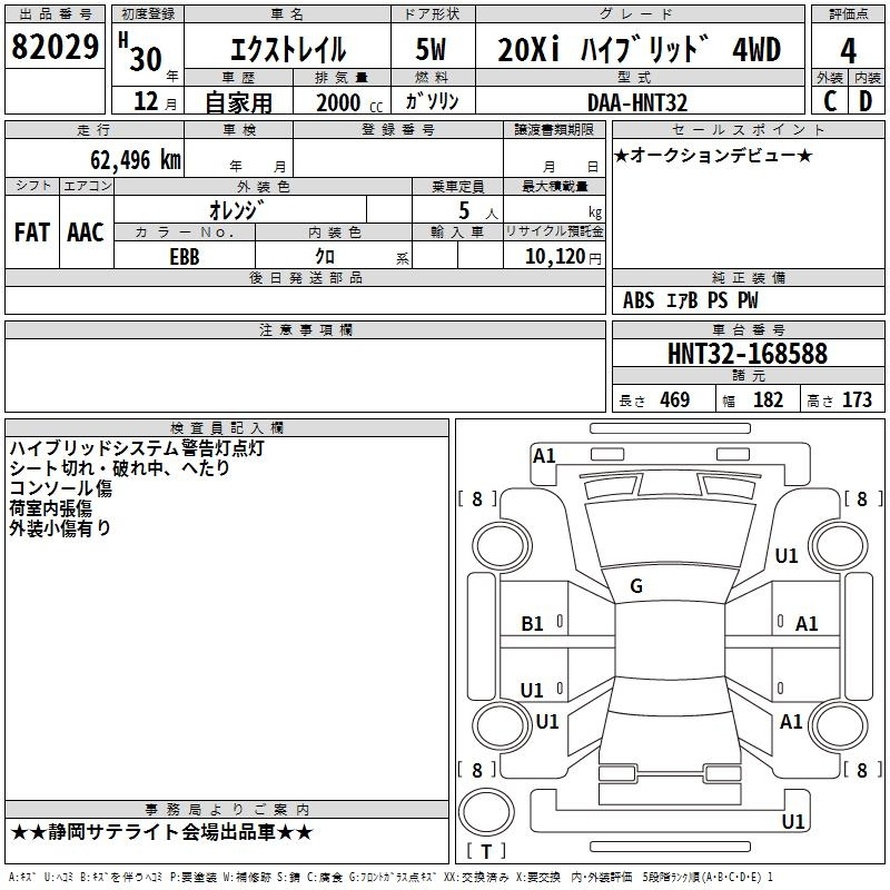 Аукционный лист NISSAN X-TRAIL 2018