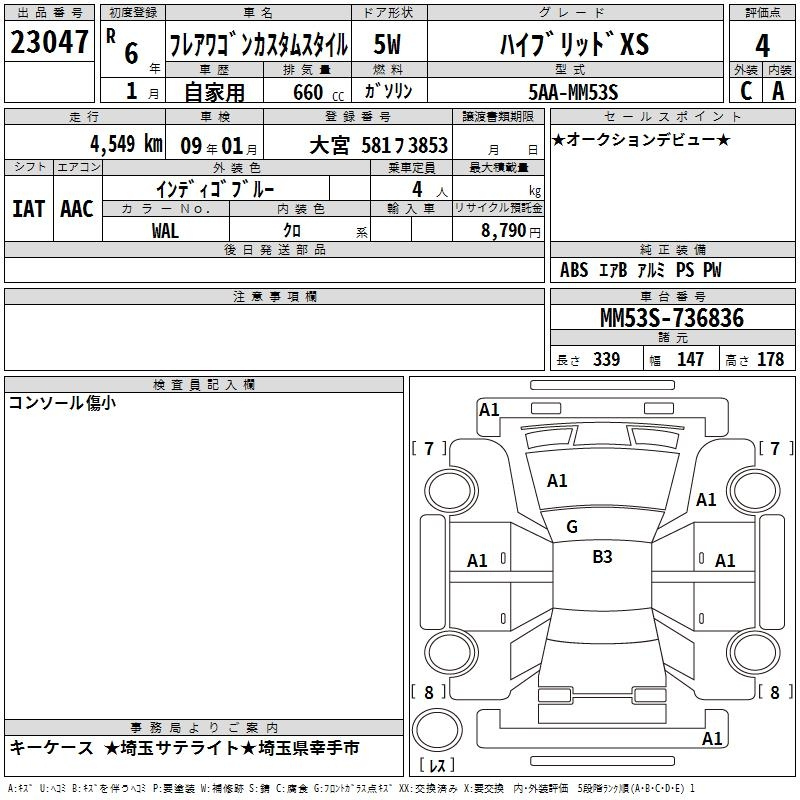 Аукционный лист MAZDA FLAIR WAGON 2024