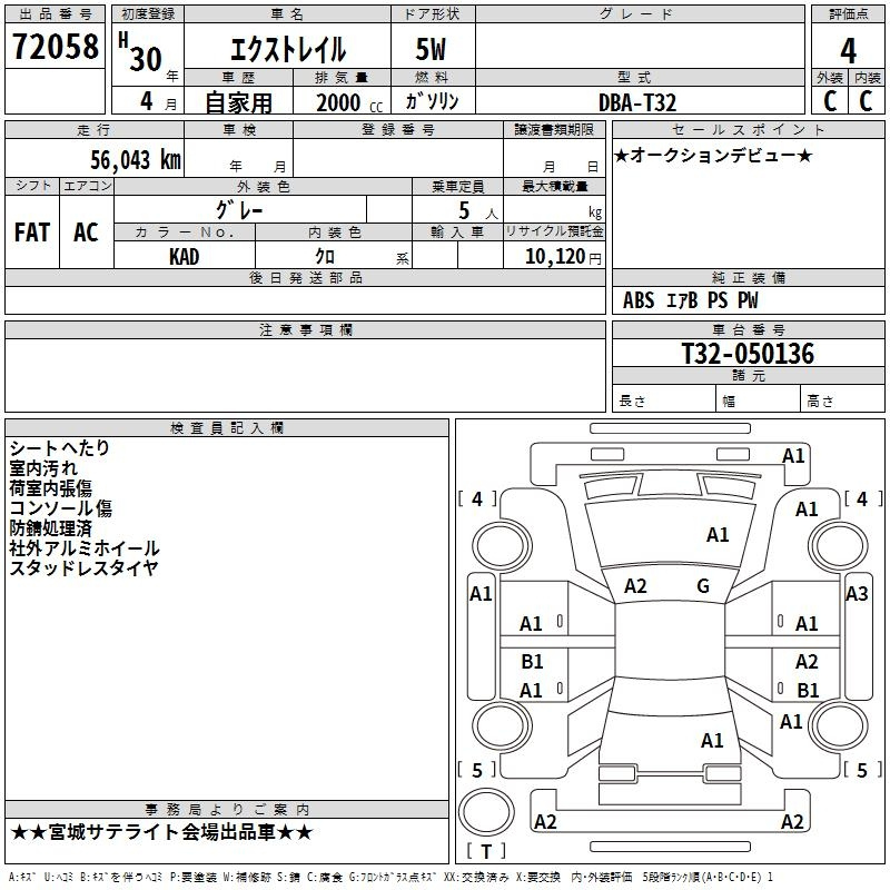 Аукционный лист NISSAN X-TRAIL 2018