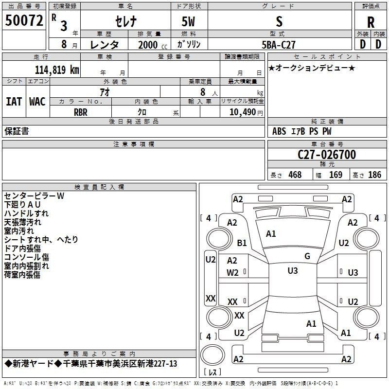 Аукционный лист NISSAN SERENA 2021
