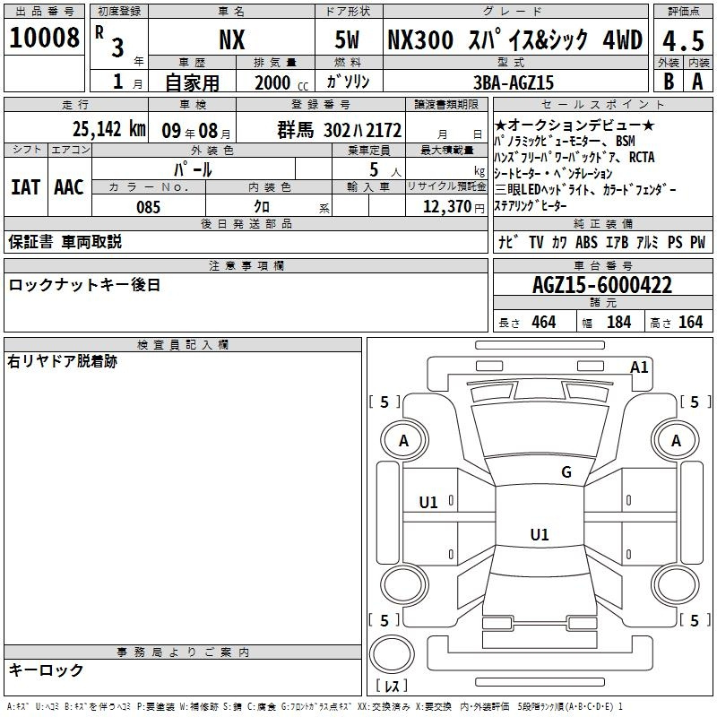 Аукционный лист LEXUS NX 2021