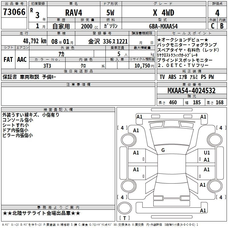 Аукционный лист TOYOTA RAV4 2021