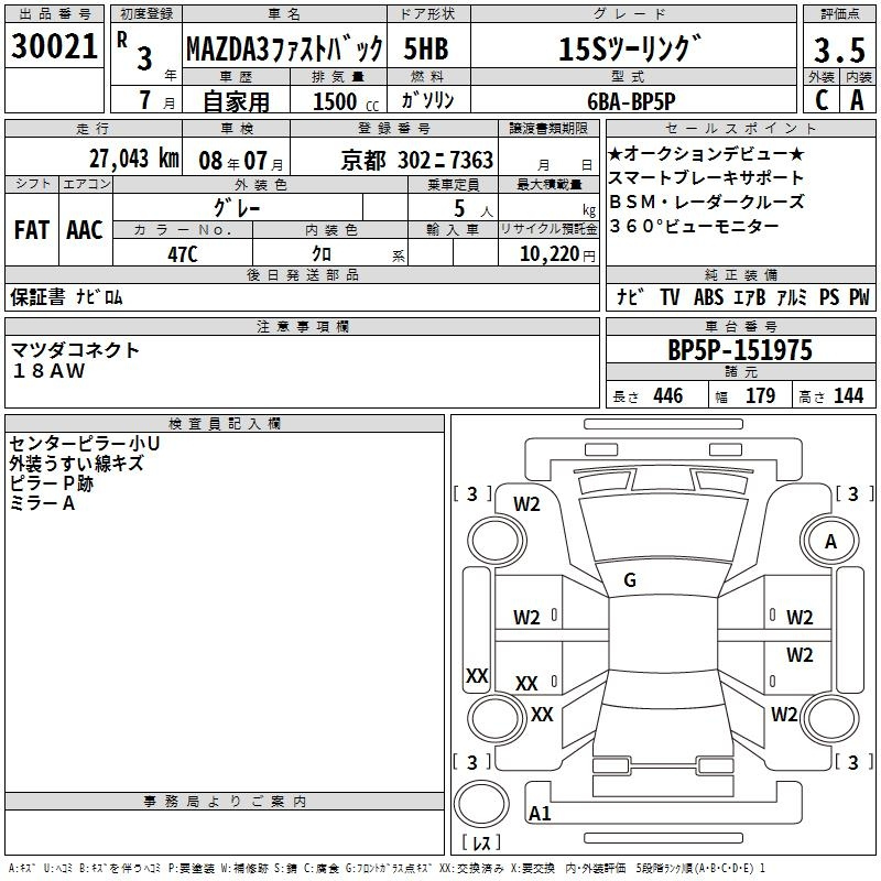 Аукционный лист MAZDA MAZDA3 2021