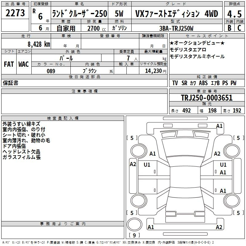 Аукционный лист TOYOTA LAND CRUISER 2024