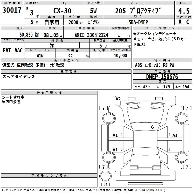 Аукционный лист MAZDA CX-30 2021